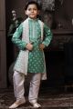 Pastel Green Cotton Printed Boys Kurta (KFK-770)