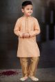 Peach Cotton Printed Boys Kurta Pajama (KFK-785)
