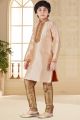 Peach Jaquard Kids Kurta Pajama (KFK-654)