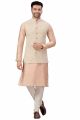 Peach Silk Mens Nehru Jacket (KFM-5992)