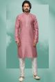 Pink Art Silk Kurta Pajama (KFM-6425)