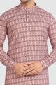 Pink Cotton Printed Mens Kurta Pajama (KFM-5728)