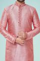 Pink Dupion Silk Mens Kurta Pajama (KFM-4789)