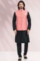 Pink Jaquard Banarasi Silk Nehru Jacket (KFM-6684)