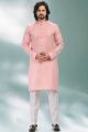 Pink Linen Cotton Kurta Pajama (KFM-6735)