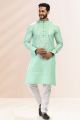 Pista Green Linen Cotton Mens Kurta (KFM-6736)