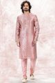 Printed Pink Jaquard Kurta Pajama (KFM-6712)