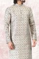 Printed Pista Green Silk Kurta Pajama (KFM-6720)