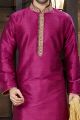 Purple Art Dupion Designer Kurta Pajama (KFM-3795)