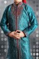 Rama Green Art Dupion Kids Kurta Pajama (KFK-266)