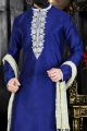 Royal Blue Art Dupion Kurta(KFM-3378)