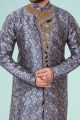 Royal Blue Banarasi Jaquard Kurta Pajama (KFM-4871)