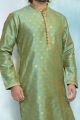 Sea Green Jaquard Silk Brocade Kurta Pajama (KFM-4921)