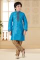Sky Blue Art Silk Kids Kurta Pajama (KFK-652)