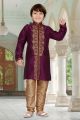 Wine Art Dupion Kids Kurta Pajama (KFK-535)