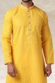 Yellow Cotton Kurta for Mens (KFM-5670)