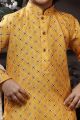 Yellow Cotton Printed Boys Kurta (KFK-744)