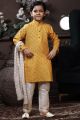 Yellow Cotton Printed Boys Kurta (KFK-744)