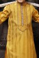 Yellow Cotton Printed Boys Kurta Pajama (KFK-763)