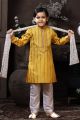 Yellow Cotton Printed Boys Kurta Pajama (KFK-763)