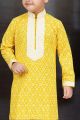 Yellow Cotton Printed Kurta for Boys (KFK-775)