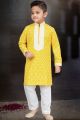 Yellow Cotton Printed Kurta for Boys (KFK-775)