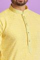 Yellow Jaquard Silk Kurta Pajama (KFM-7566)